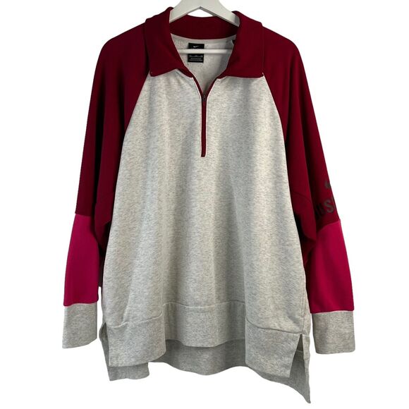 Nike Sz XXL Sweatshirt Dri-Fit 1/4 Zip Color Block Pullover High Low Hem Women’s - Picture 1 of 16